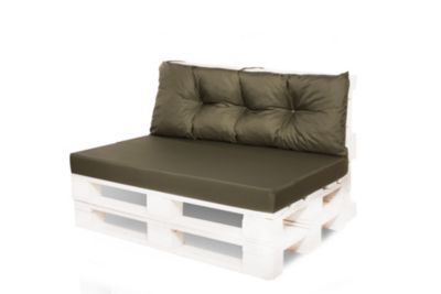Set coussins pour palettes 120x80 cm, housse d'assise amovible, coussins de dossier matelassés 120x40 cm Vert coussins palettes