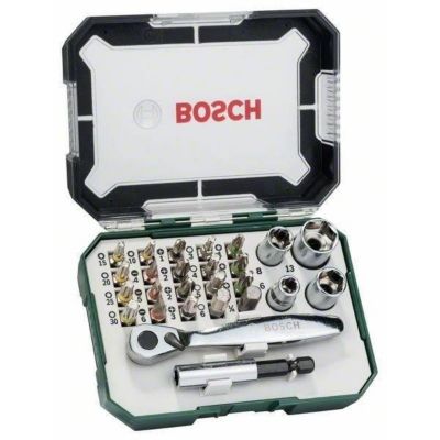 Set d'embouts de vissage 26 pièces BOSCH 2607017322, cliquet réversible et porte-embout magnétique