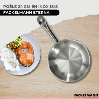 Set de 1 poêle 24 cm en inox et 6 ustensiles Fackelmann Eterna