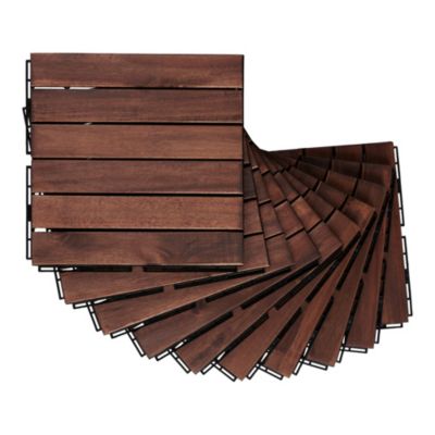 Set de 10 dalles de jardin Alliste bois d'acacia 6 lattes 0,9 m² marron casa.pro