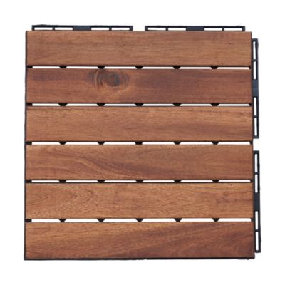 Set de 10 dalles de jardin Alliste bois d'acacia 6 lattes 0,9 m² marron casa.pro