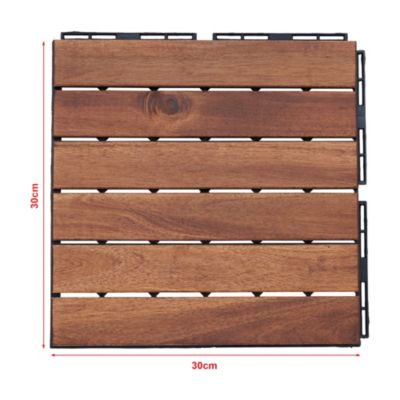 Set de 10 dalles de jardin Alliste bois d'acacia 6 lattes 0,9 m² marron casa.pro