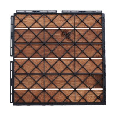 Set de 10 dalles de jardin Alliste bois d'acacia 6 lattes 0,9 m² marron casa.pro