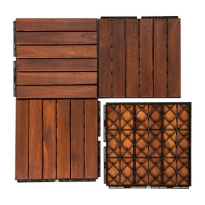 Set de 10 dalles de jardin Alliste bois d'acacia 6 lattes 0,9 m² marron casa.pro