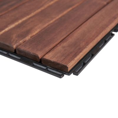 Set de 10 dalles de jardin Alliste bois d'acacia 6 lattes 0,9 m² marron casa.pro