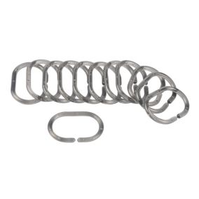 Set de 12 anneaux rideaux de douche plastique anthracite