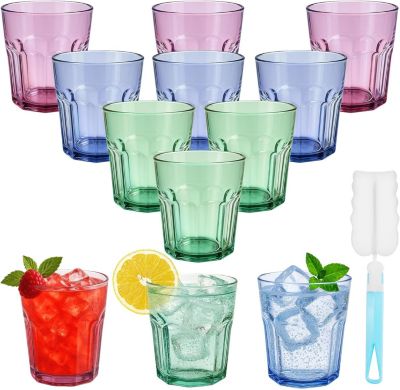 Set de 12 Verres Acryliques Couleur 270 ml, Empilables