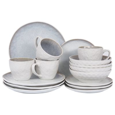 Set de 16 couverts de table SESAME Grès Gris clair