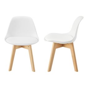 Set de 2 chaises pour enfants Elvdal rembourré en similicuir PU plastique hêtre blanc en.casa