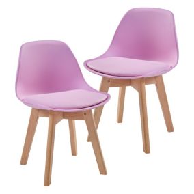 Set de 2 chaises pour enfants Elvdal rembourré en similicuir PU plastique hêtre rose en.casa