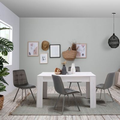 Set de 2 chaises Salle à Manger Mila Tapissées Gris Froncé, 58 cm x 45 cm x 90 cm