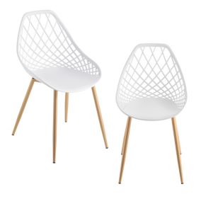 Set de 2 Chaises Warschau Plastique Blanc Effet Hêtre en.casa