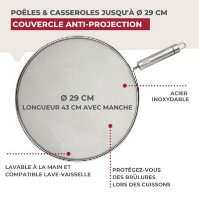 Set de 2 couvercles de cuisine 29/29 cm en acier inoxydable avec 2 ustensiles Fackelmann Basic