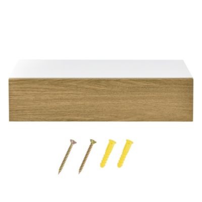 Set de 2 Etagères Murales avec Comptoir Panneau de Particules Blanc Bois 2 x 50x24x12cm en.casa