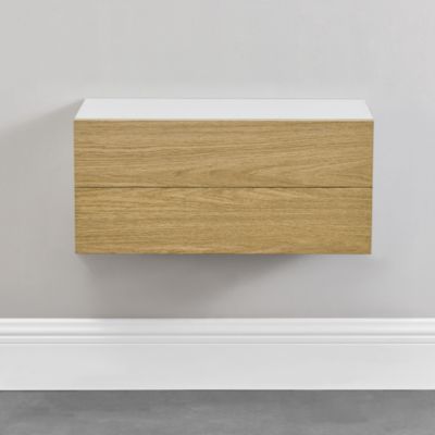 Set de 2 Etagères Murales avec Comptoir Panneau de Particules Blanc Bois 2 x 50x24x12cm en.casa