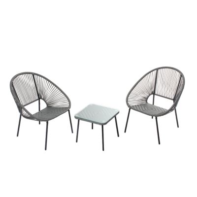 Set de 2 fauteuils + table basse gris foncé ACAPULCO