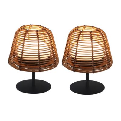 Set de 2 lampes de table bohème TWINS BOHEME Bois Poly rotin H16CM