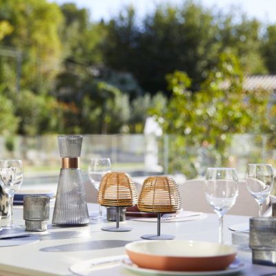 Set de 2 lampes de table bohème TWINS BOHEME Bois Poly rotin H16CM