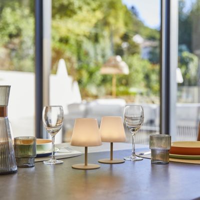 Set de 2 lampes de table TWINS Crème Aluminium H16CM