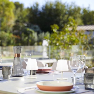 Set de 2 lampes de table TWINS Crème Aluminium H16CM
