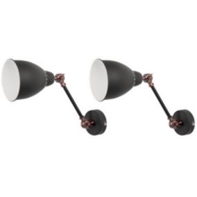 Set de 2 lampes murales gris graphite et cuivré MISSISSIPPI M