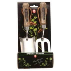 Set de 2 mini outils à fleurs inox manche bois