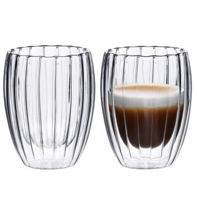 Set de 2 mugs en verre borosilicaté rayé 30cl, Peter