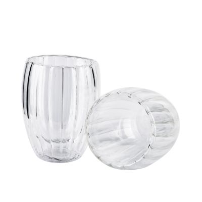 Set de 2 mugs en verre borosilicaté rayé 30cl, Peter