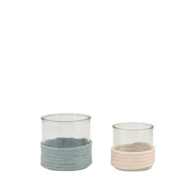 Set de 2 photophores en verre et corde