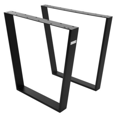 Set de 2 pieds de table en acier noir patins de table style industriel 75x72 cm