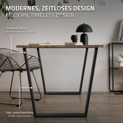 Set de 2 pieds de table en acier noir patins de table style industriel 75x72 cm