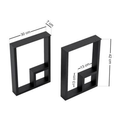 Set de 2 pieds de table Kauhava acier 42 x 30 x 7 cm noir en.casa