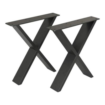 Set de 2 pieds de table Maribo forme X en acier 42 x 40 x 6 cm en.casa