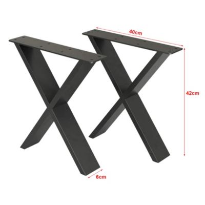 Set de 2 pieds de table Maribo forme X en acier 42 x 40 x 6 cm en.casa