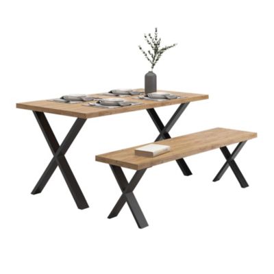 Set de 2 pieds de table Maribo forme X en acier 42 x 40 x 6 cm en.casa