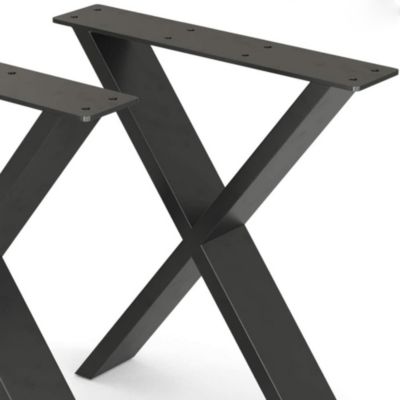 Set de 2 pieds de table Maribo forme X en acier 42 x 40 x 6 cm en.casa