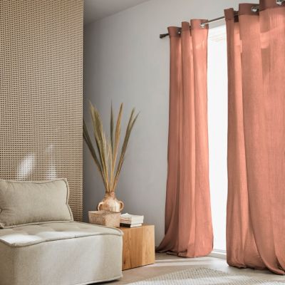 Set de 2 rideaux en gaze de coton caramel. tissu gaufré. 2x 135x240cm avec œillets