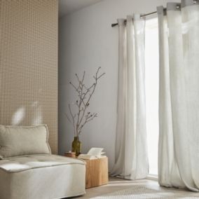 Set de 2 rideaux en gaze de coton gris clair. tissu gaufré. 2x 135x240cm avec œillets