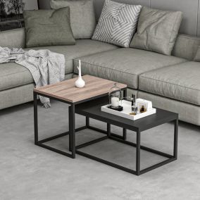 Set de 2 tables basses Aabenraa gigognes effet chêne noir mat en.casa