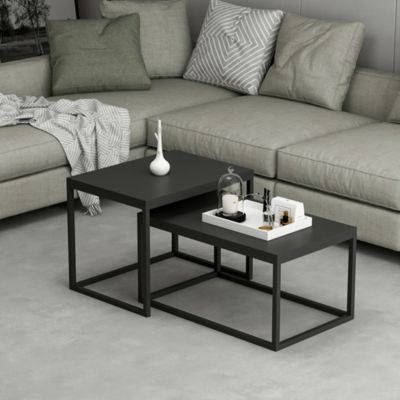 Set de 2 tables basses Aabenraa gigognes noir mat en.casa