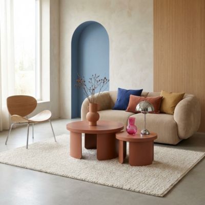 Set de 2 tables basses gigognes rondes terracotta - Luma