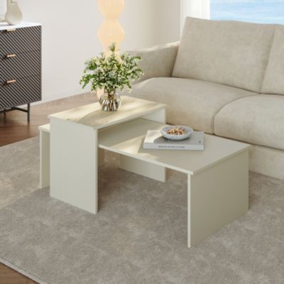 Set de 2 tables basses gigognes Sotapim sable en.casa