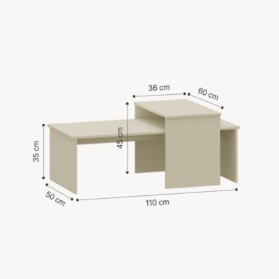 Set de 2 tables basses gigognes Sotapim sable en.casa