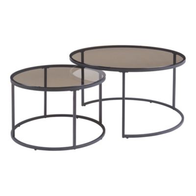 Set de 2 tables basses Kokkola gigognes verre fumé gris en.casa