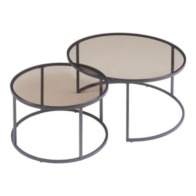 Set de 2 tables basses Kokkola gigognes verre fumé gris en.casa