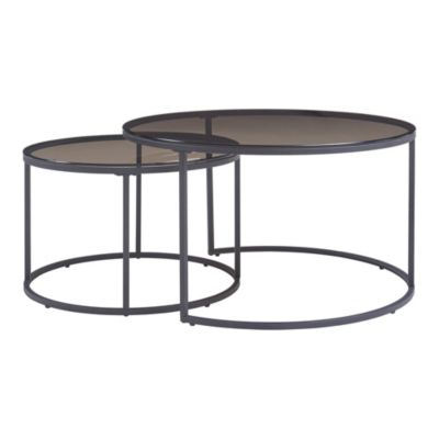Set de 2 tables basses Kokkola gigognes verre fumé gris en.casa