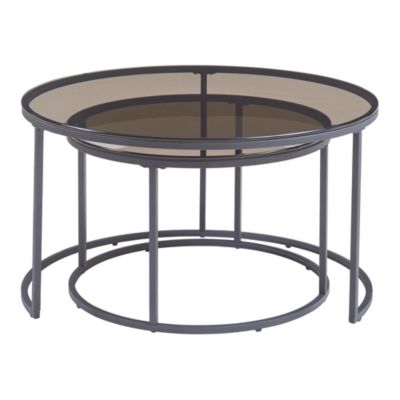 Set de 2 tables basses Kokkola gigognes verre fumé gris en.casa