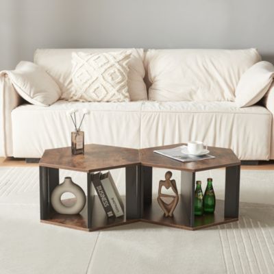 Set de 2 tables basses Molde noir effet noyer en.casa