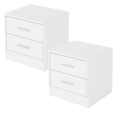 Set de 2 tables de chevet 2 tiroirs armoire de nuit chambre à coucher blanc