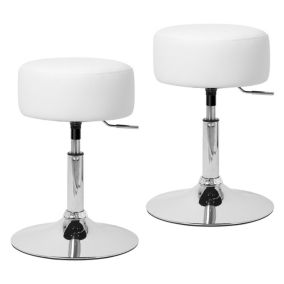 Set de 2 tabouret de travail blanc synthétique réglable en hauteur 52-65 cm